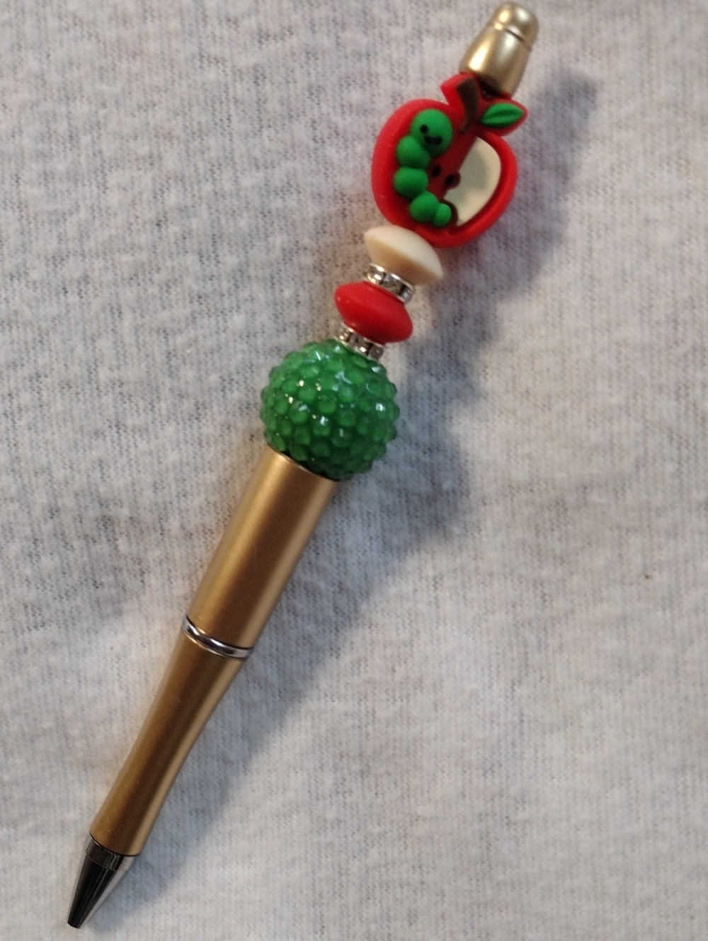 Gold Decorative Ballpoint Pen with Red & Green Accents